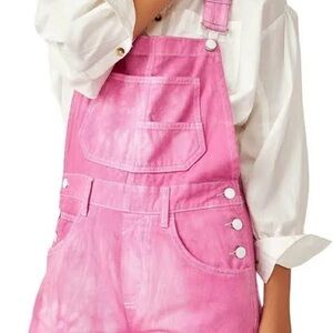 NWOT Free People Ziggy Pink Denim Overalls